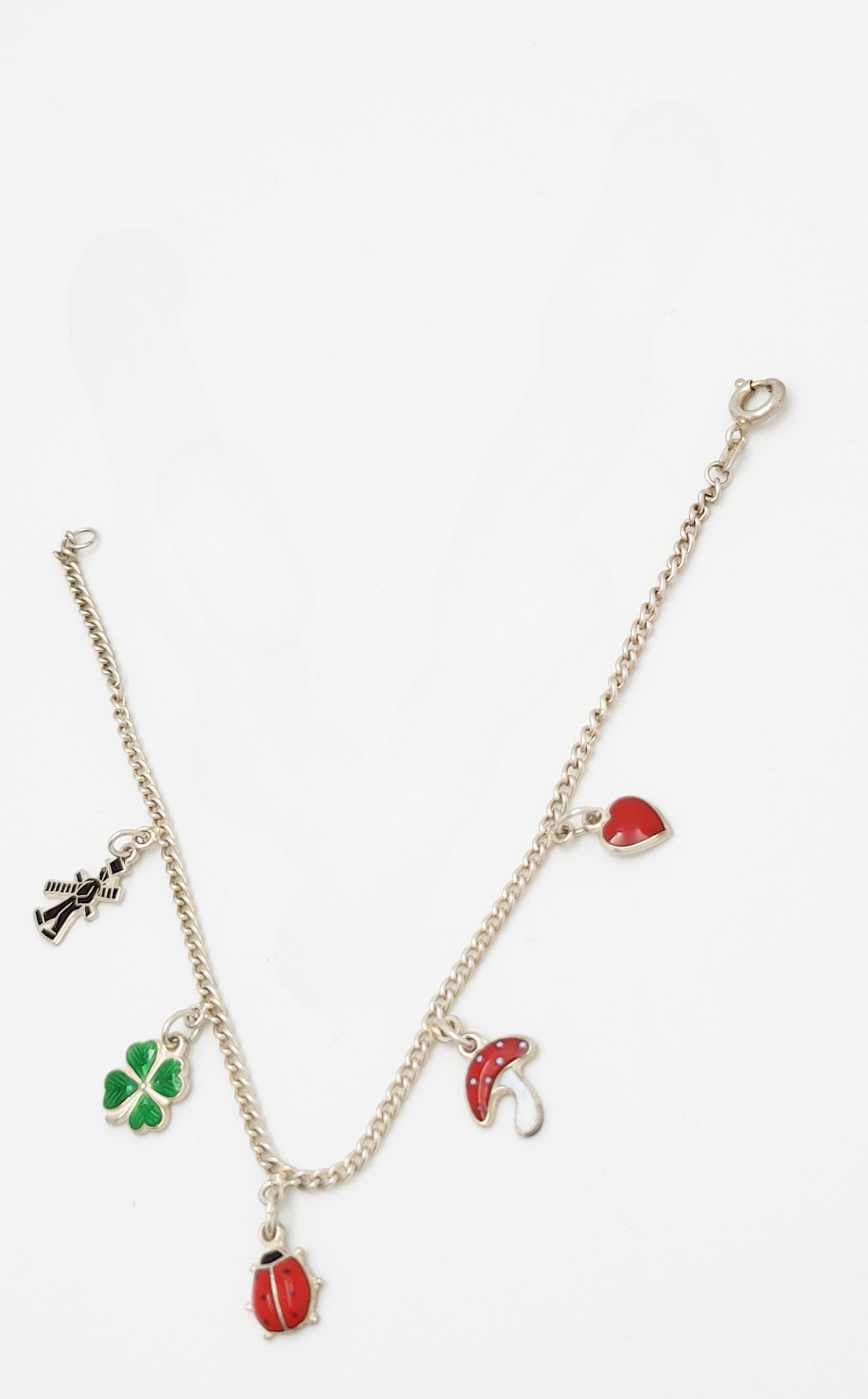 Sterling Scandinavian Lucky Charms Bracelet Jewelry Scandinavian Sterling & Enamel Lucky Charms Bracelet 1940/1950s