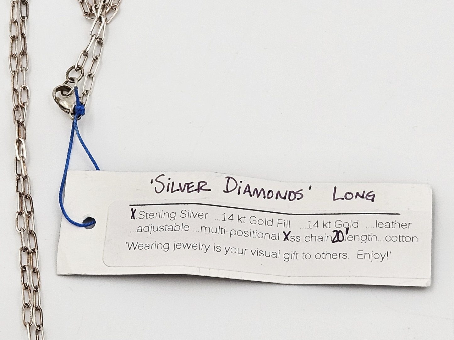 Susan Fischer Hayes Jewelry Sterling Silver Designer Susan Fischer Hayes "Silver Diamonds" Necklace with Tag