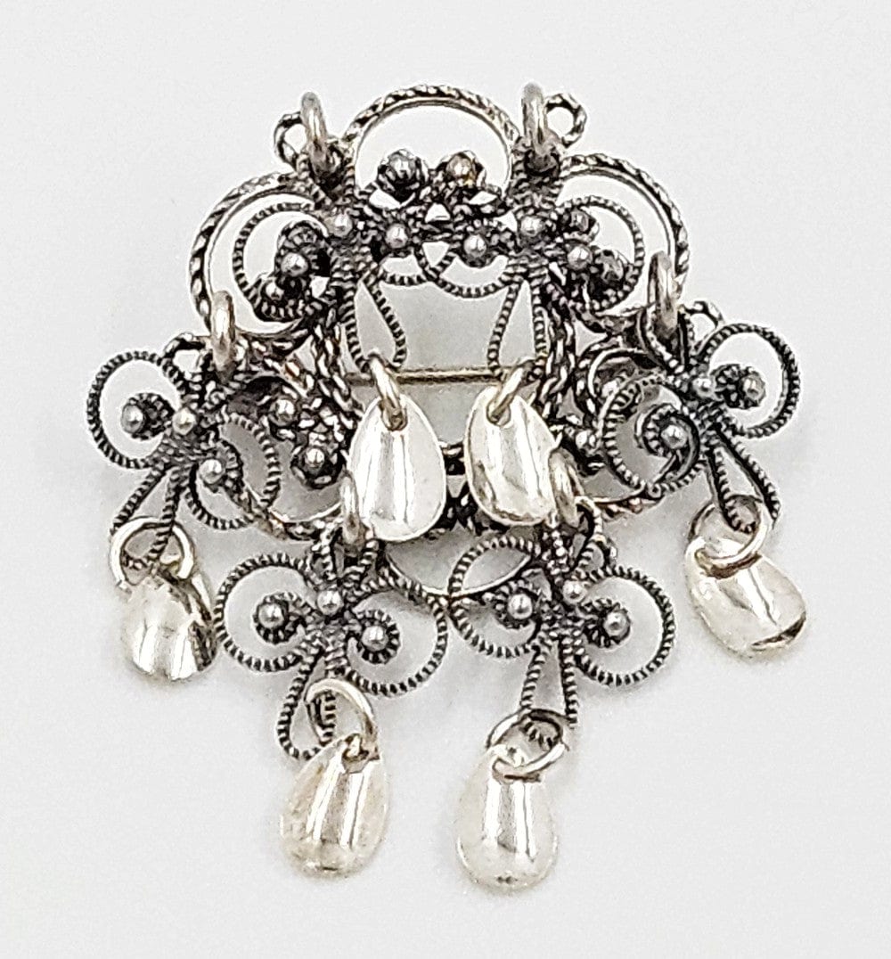 Sylvsmidja Jewelry Sylvsmidja Norwegian 830 Gunmetal Grey Silver Sølje Brooch Circa 1960's #10
