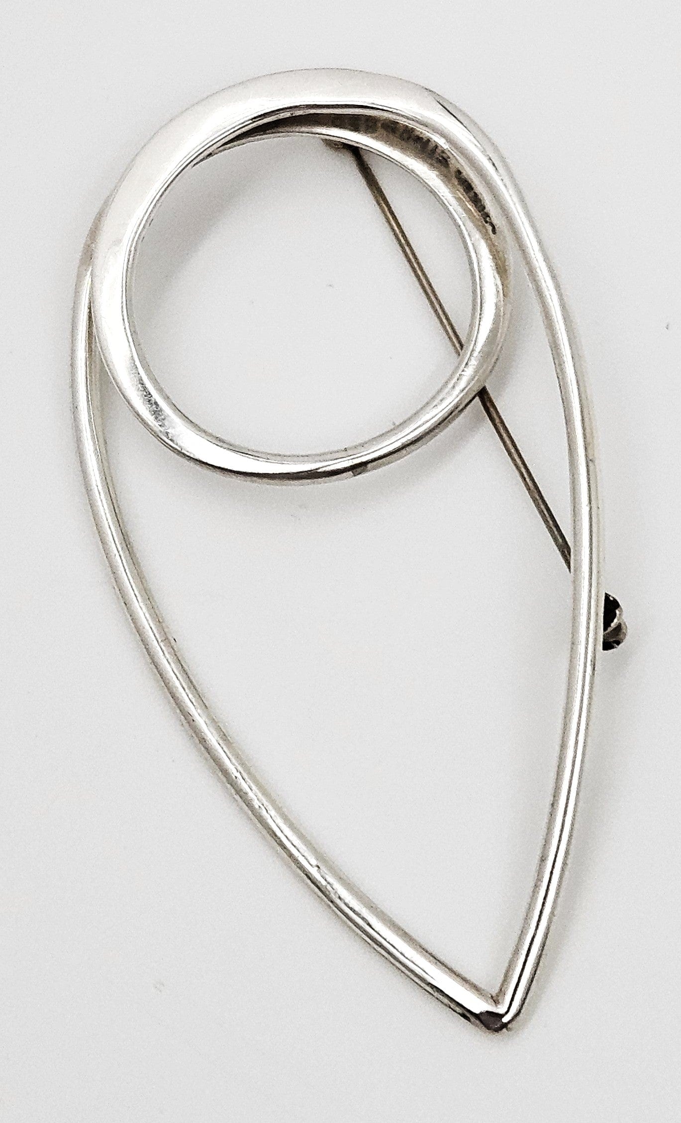 Taxco Sterling Artisan Brooch Jewelry 925 Silver Abstract Mod Brooch XL Mexico 3D Oval Shaped Brooch