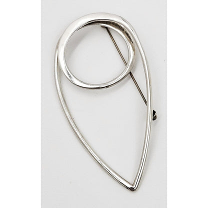 Taxco Sterling Artisan Brooch Jewelry 925 Silver Abstract Mod Brooch XL Mexico 3D Oval Shaped Brooch