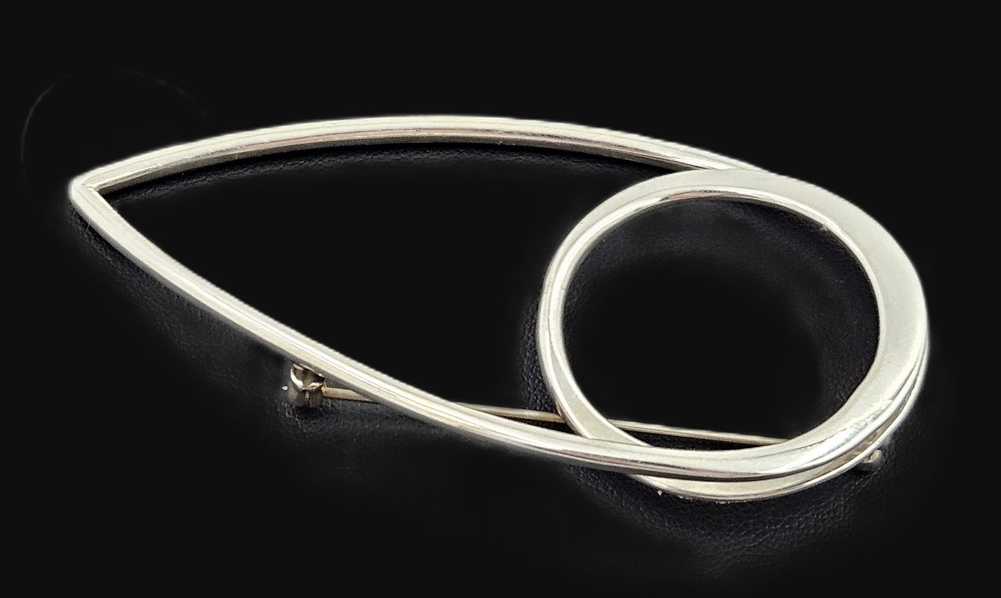 Taxco Sterling Artisan Brooch Jewelry 925 Silver Abstract Mod Brooch XL Mexico 3D Oval Shaped Brooch