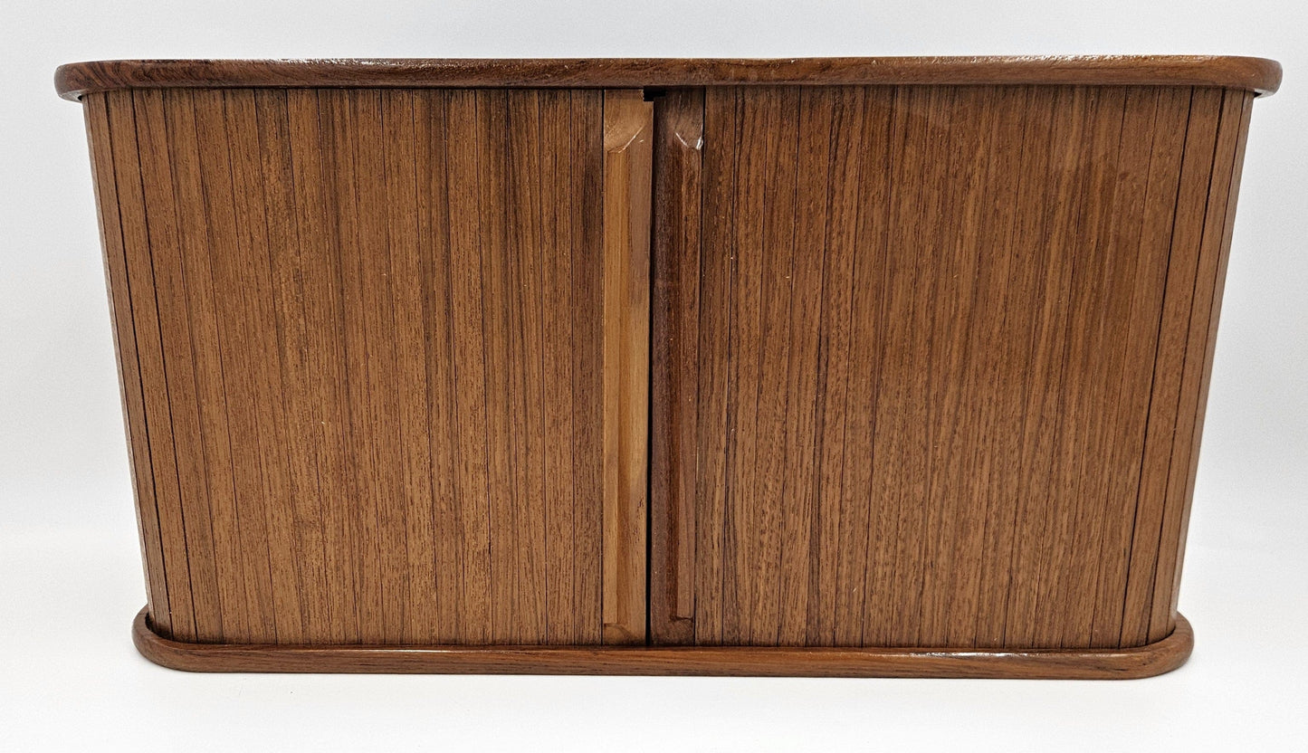 Teakwood Tambour Cabinet Cabinet Mid Century Mod Teakwood Double Tambour Door Wall Hanging Shelf Cabinet