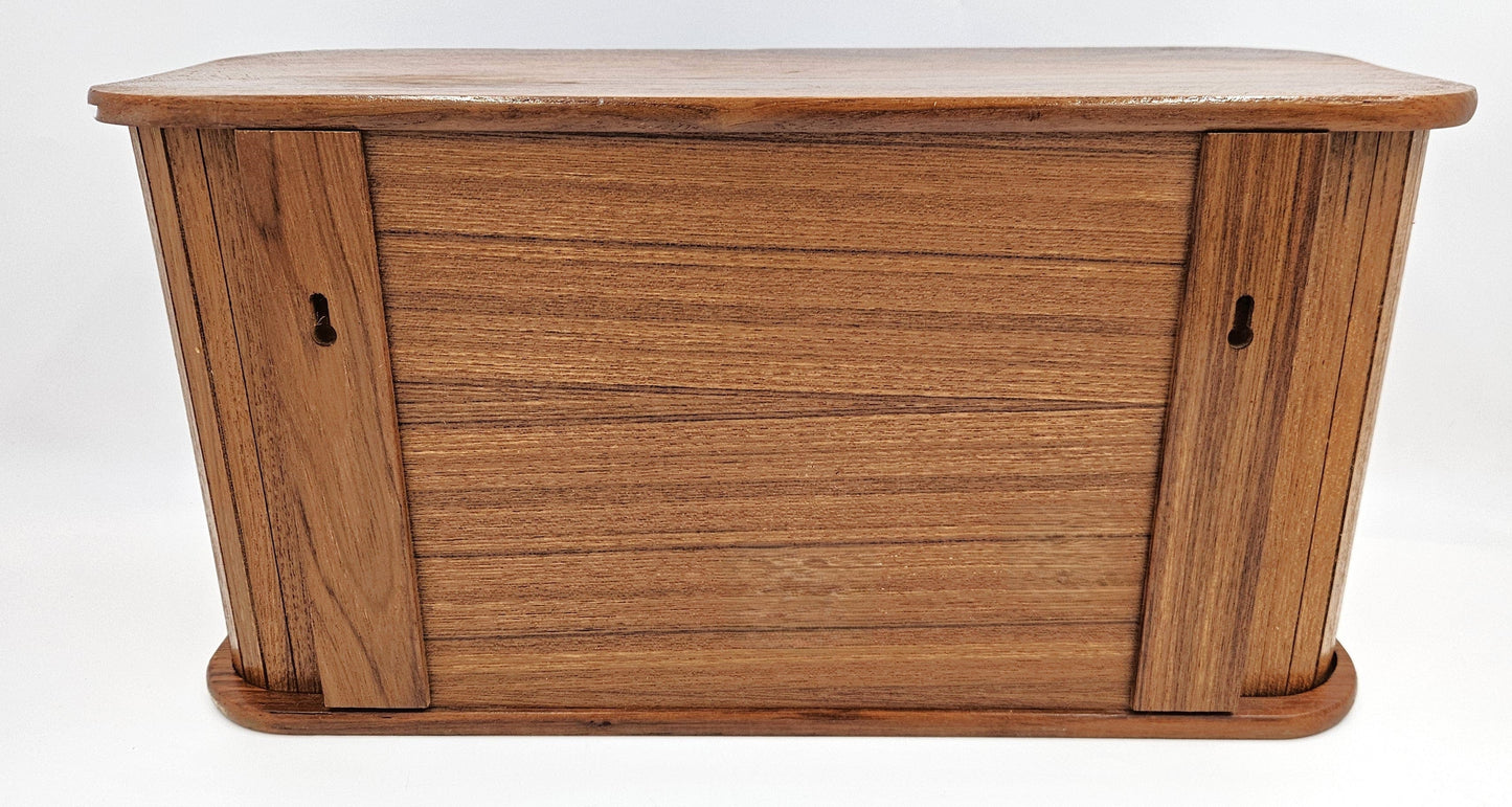 Teakwood Tambour Cabinet Cabinet Mid Century Mod Teakwood Double Tambour Door Wall Hanging Shelf Cabinet