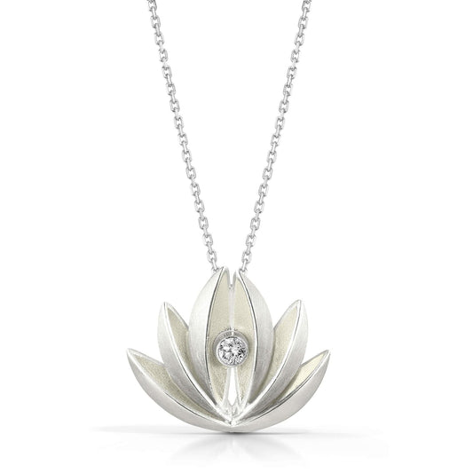 Thea Izzi Jewelry Designer Thea Izzi Sterling & Diamond Lotus Flower Pendant Necklace - $455