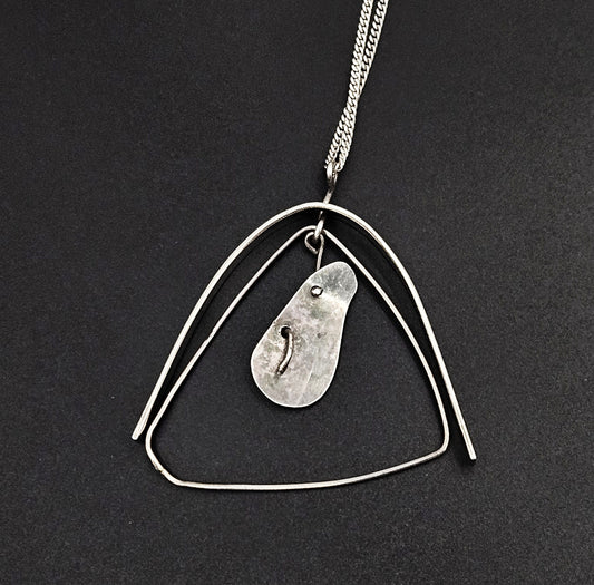 TMCMH Jewelry Abstract Modernist Kinetic Sterling Silver Pendant Necklace