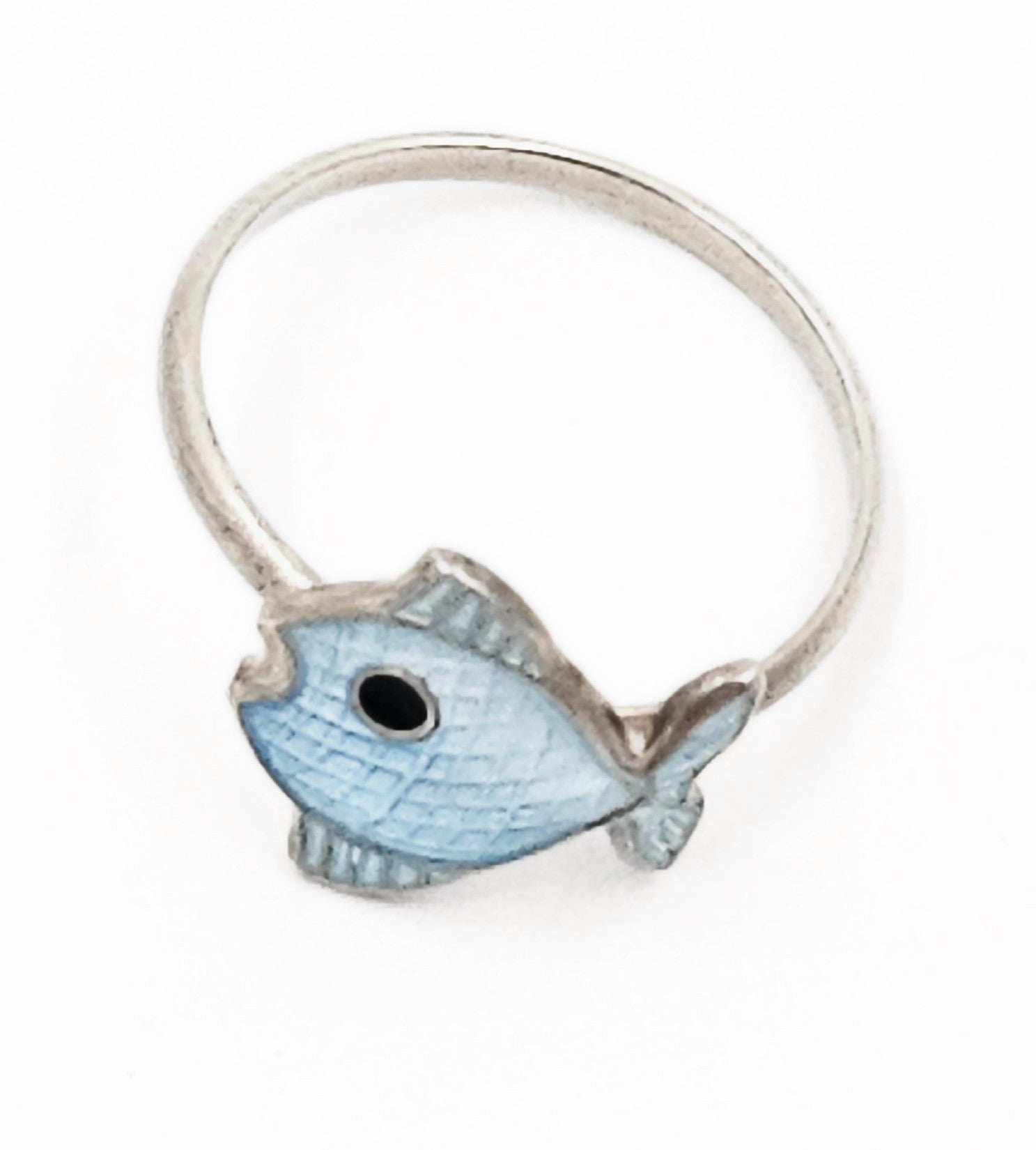 Vintage Scandinavian Ring Jewelry Vintage Scandinavian Sterling & Enamel Sky Blue Fish Ring