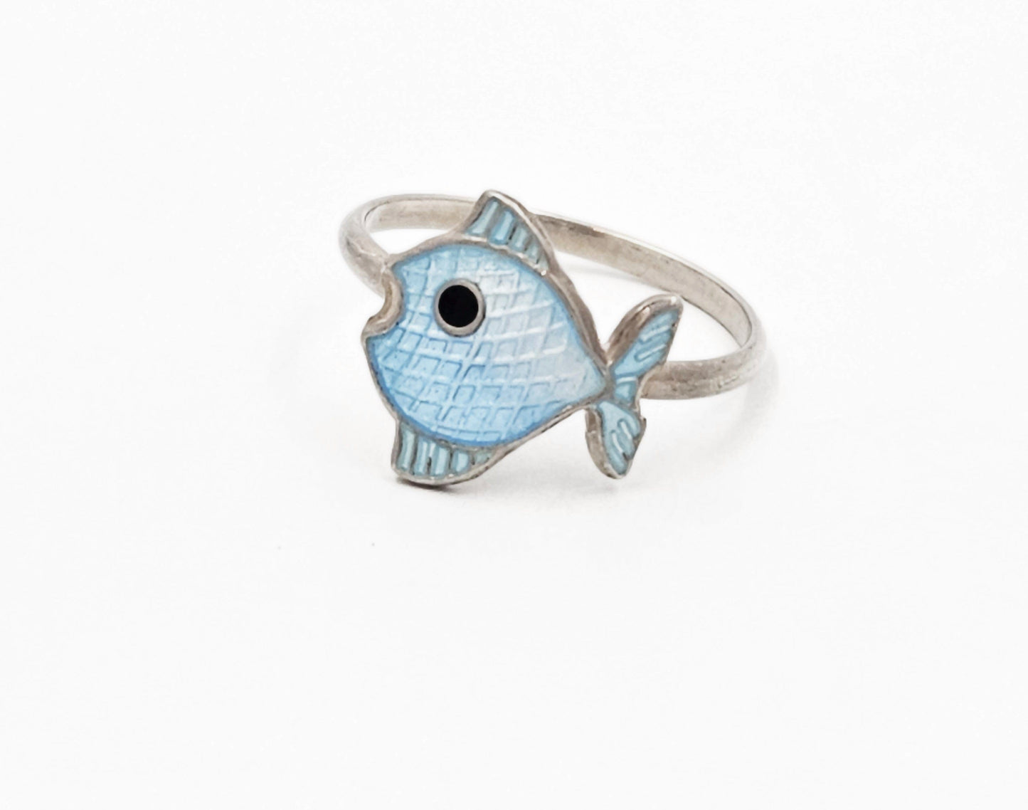 Vintage Scandinavian Ring Jewelry Vintage Scandinavian Sterling & Enamel Sky Blue Fish Ring