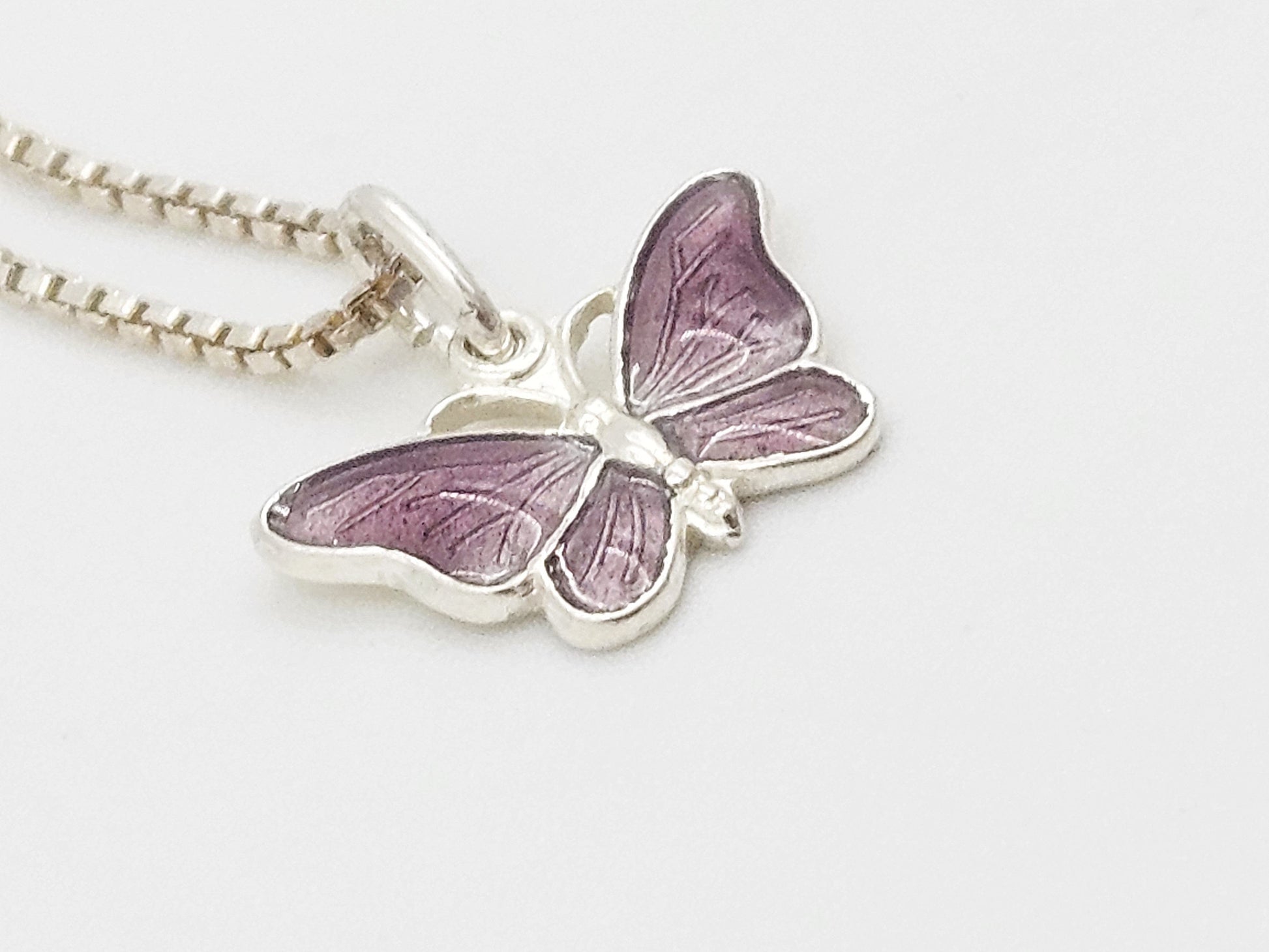 Volmer Bahner Jewelry Danish Designer Volmer Bahner Sterling & Enamel Butterfly Necklace 1950s