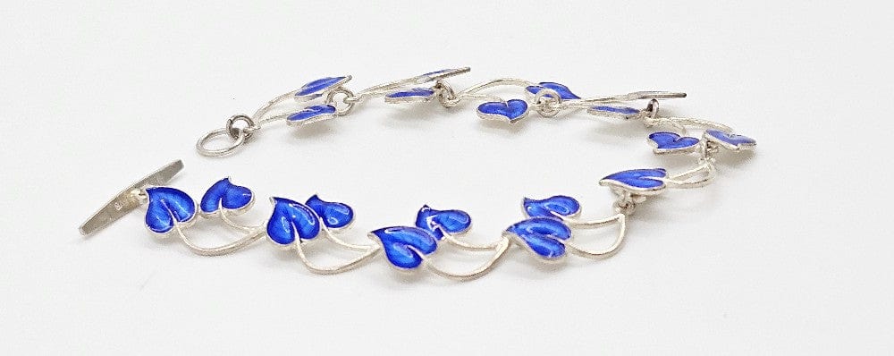 Volmer Bahner Jewelry Danish Designer Volmer Bahner Sterling & Enamel Flower Link Bracelet 1940s