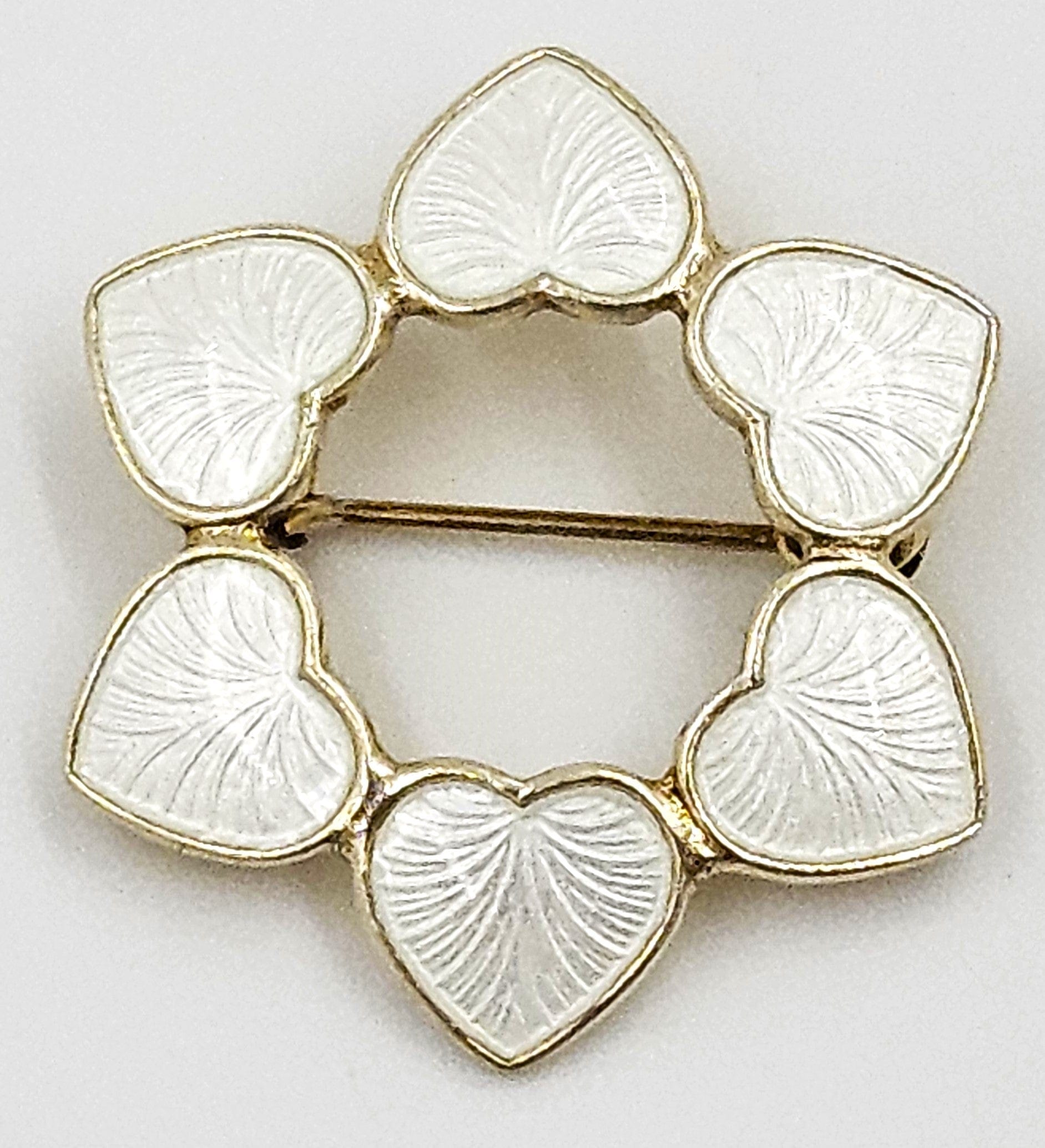 Volmer Bahner Jewelry Danish Designer Volmer Bahner Sterling & Enamel Hearts Brooch Circa 1950s