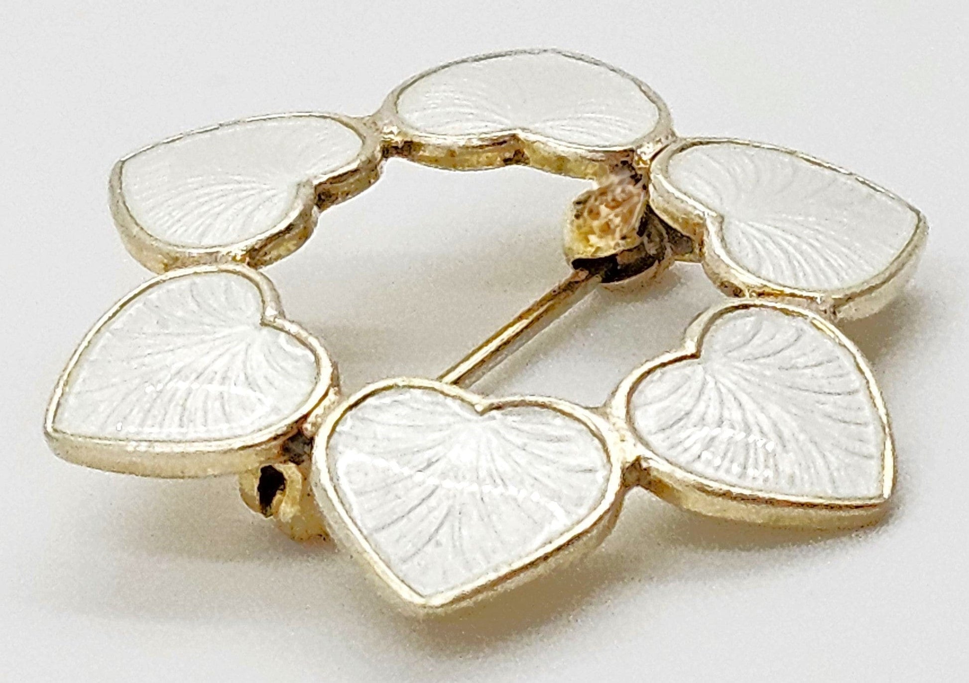 Volmer Bahner Jewelry Danish Designer Volmer Bahner Sterling & Enamel Hearts Brooch Circa 1950s