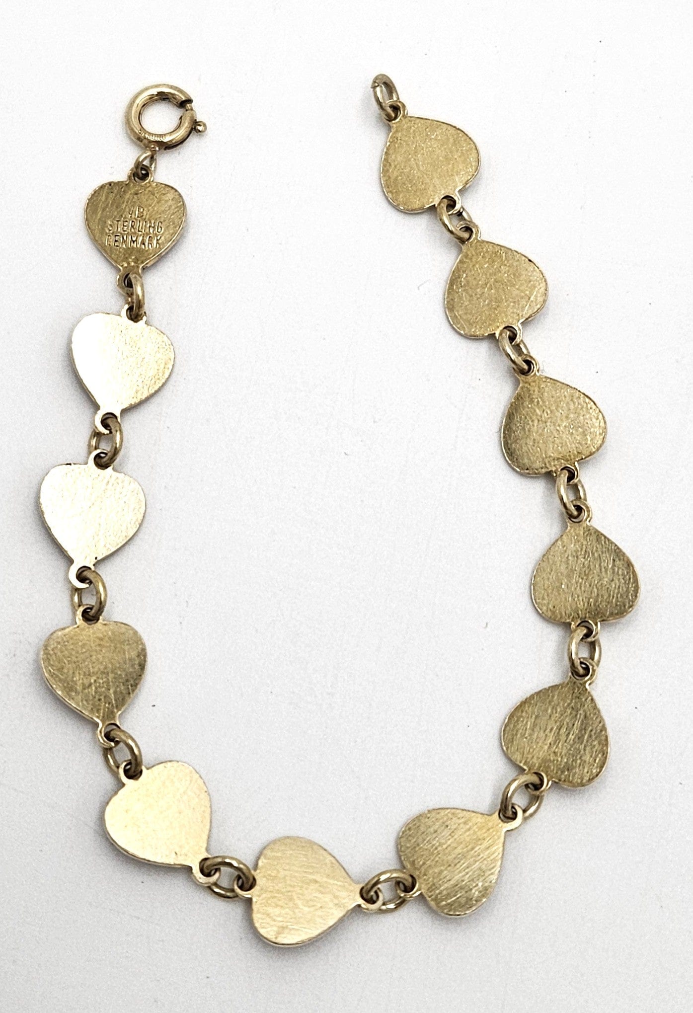 Volmer Bahner Jewelry Danish Volmer Bahner Sterling & Red Enamel Hearts Link Bracelet Circa 1940s