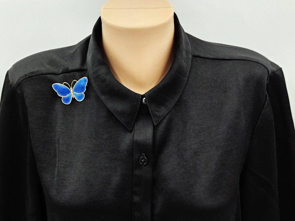 Volmer Bahner Jewelry Rare Denmark Volmer Bahner Sterling Blue Enamel Hefty Butterfly Brooch 1950s