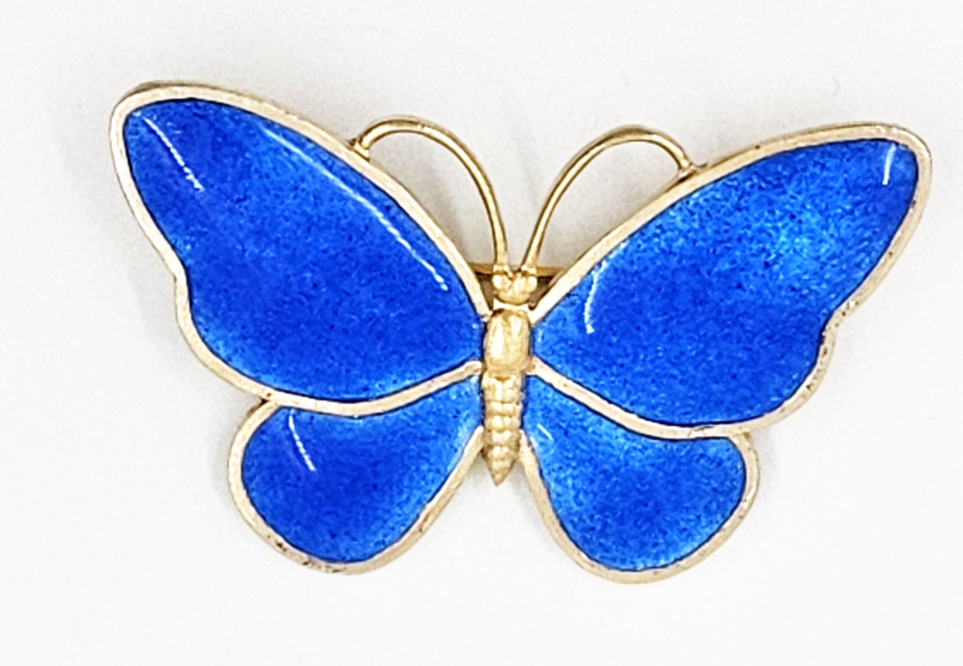 Volmer Bahner Jewelry Rare Denmark Volmer Bahner Sterling Blue Enamel HUGE Butterfly Brooch 1940s
