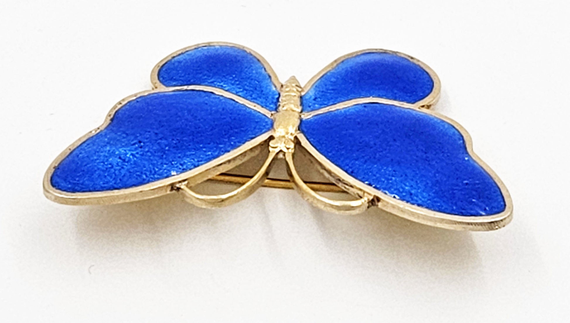 Volmer Bahner Jewelry Rare Denmark Volmer Bahner Sterling Blue Enamel HUGE Butterfly Brooch 1940s