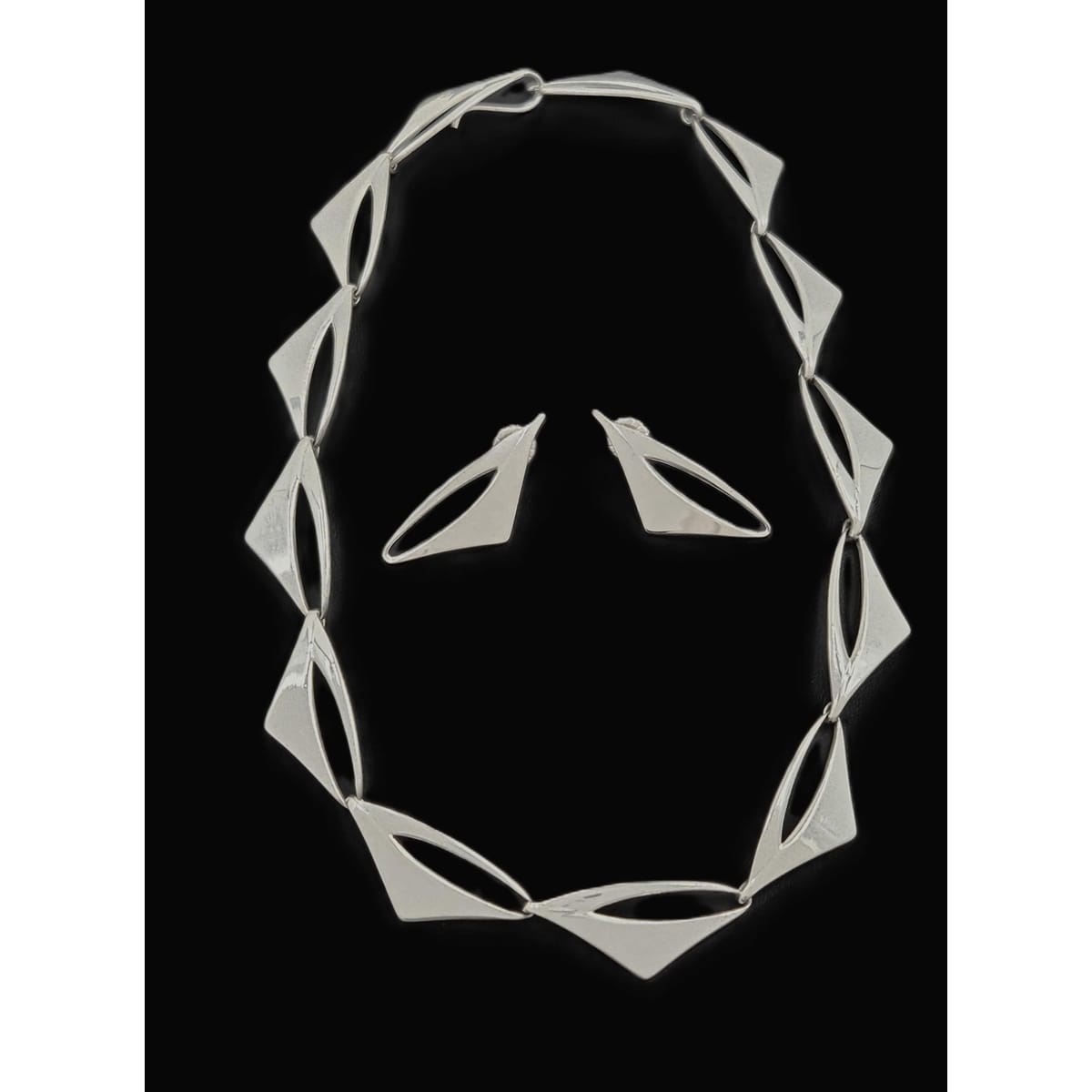 Warmind Jewelry Rare Poul WARMIND Denmark Sterling Modernist Necklace Earrings Set 1960&