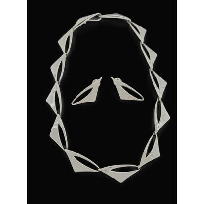 Warmind Jewelry Rare Poul WARMIND Denmark Sterling Modernist Necklace Earrings Set 1960&