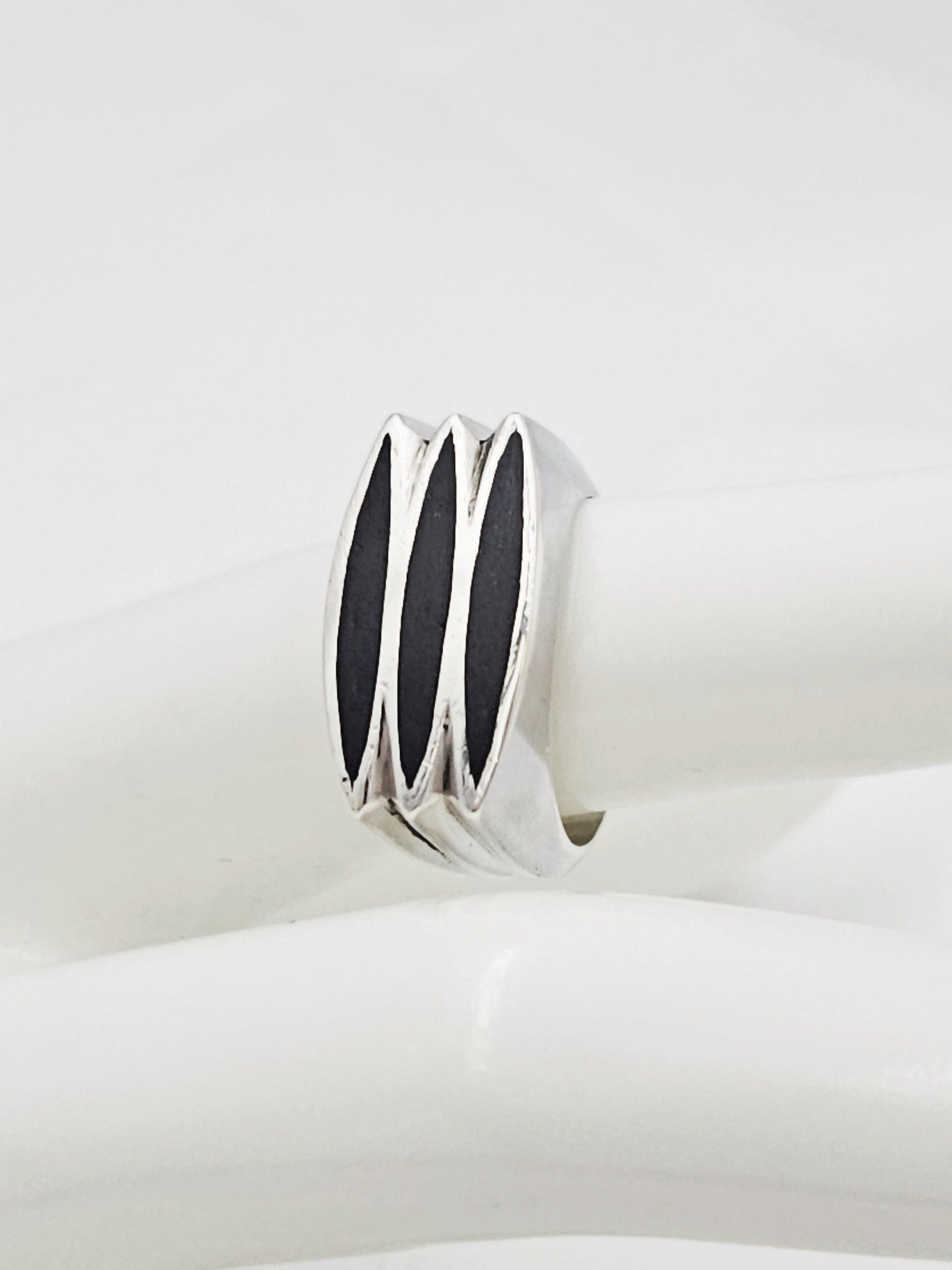 Warmind Jewelry Warmind Denmark Sterling Black Enamel Denmark Modernist Ring