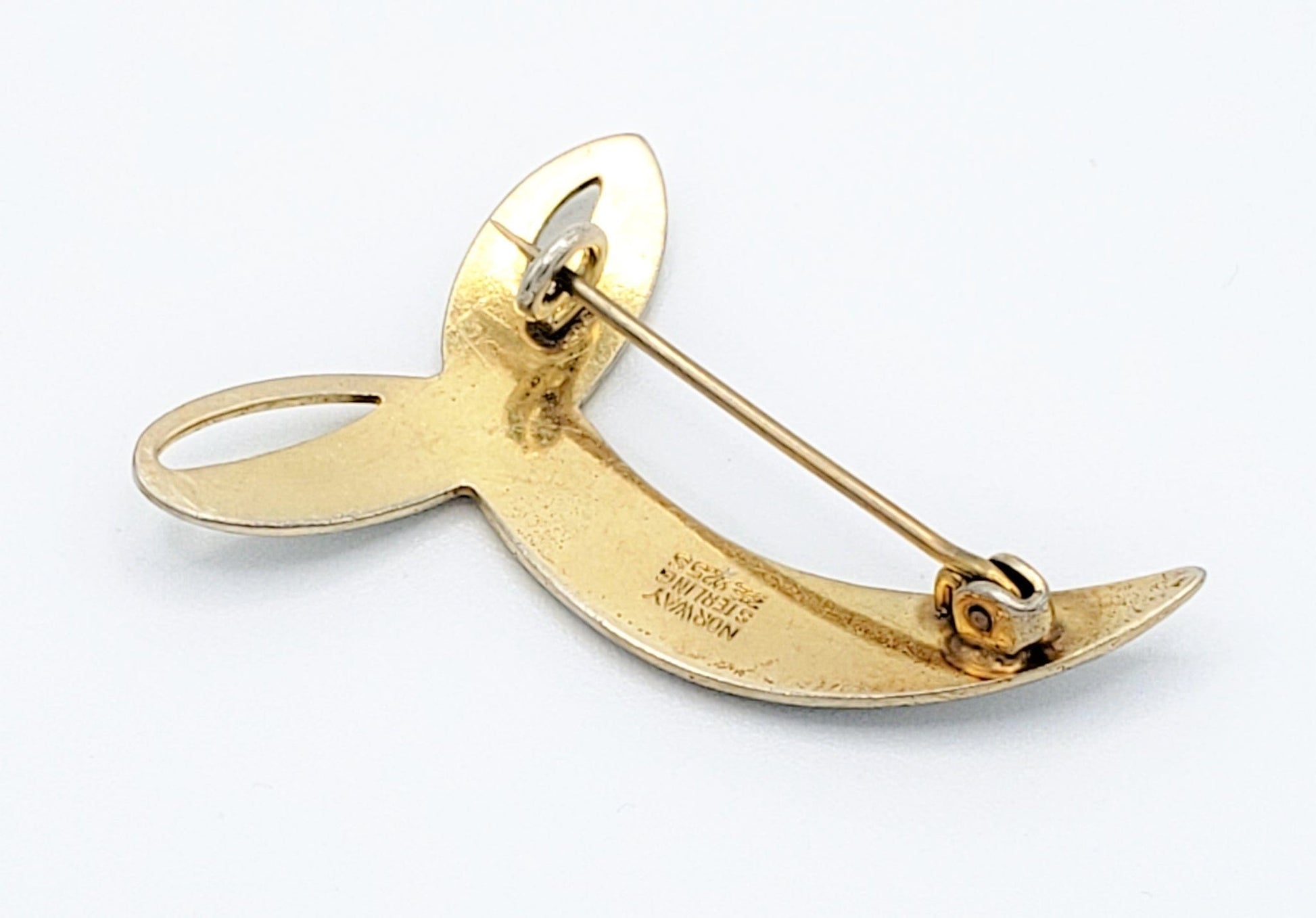 Aksel Holmsen Jewelry Aksel Holmsen Norway Sterling White Guilloche Enamel Art Deco Brooch Pin 1950s
