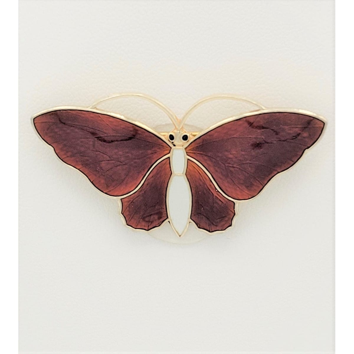 Aksel Holmsen Jewelry VNTG Aksel Holmsen Norway 925 &amp; Red Enamel LARGE Butterfly Converter Brooch