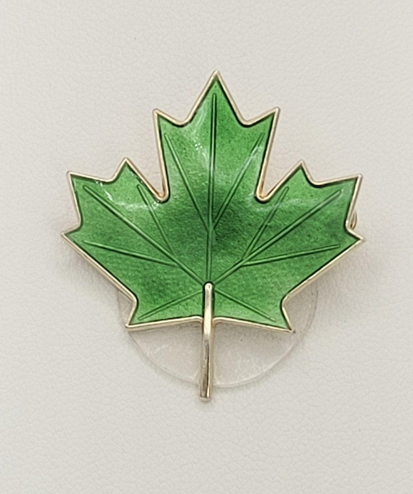 Aksel Holmsen Jewelry VNTG Aksel Holmsen Norway Gilt 925 & Green Enamel Maple Leaf Converter Brooch