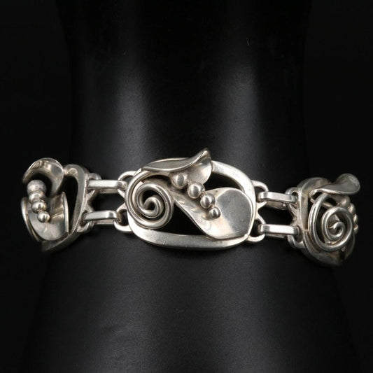 Alphonse LaPaglia Jewelry RARE Modernist 925S LaPaglia Lunning Jensen #230 Opening Flower Bracelet 1952
