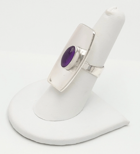 Alton Jewelry RARE Alton Sweden Sterling & Amethyst Modernist Bold Cocktail Ring 1960s