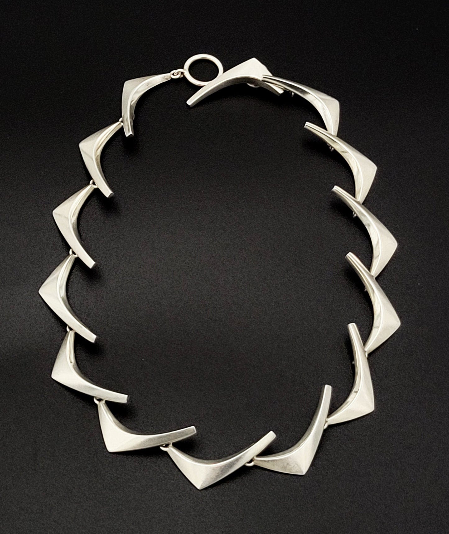 Anton Michelsen Jewelry Danish Designer Eigil Jensen for Anton Michelsen Sterling Boomerang Necklace '50s