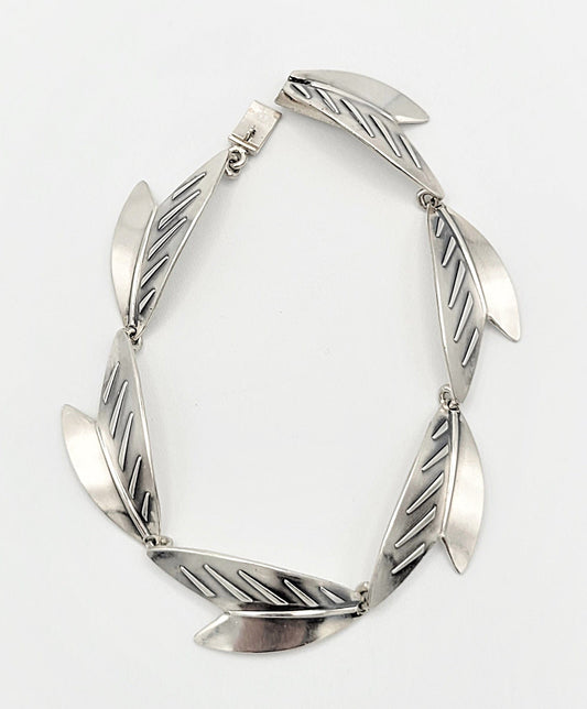 Arne Johansen Jewelry Danish Designer Arne Johansen Abstract Modernist Sterling Leaves Panel Bracelet