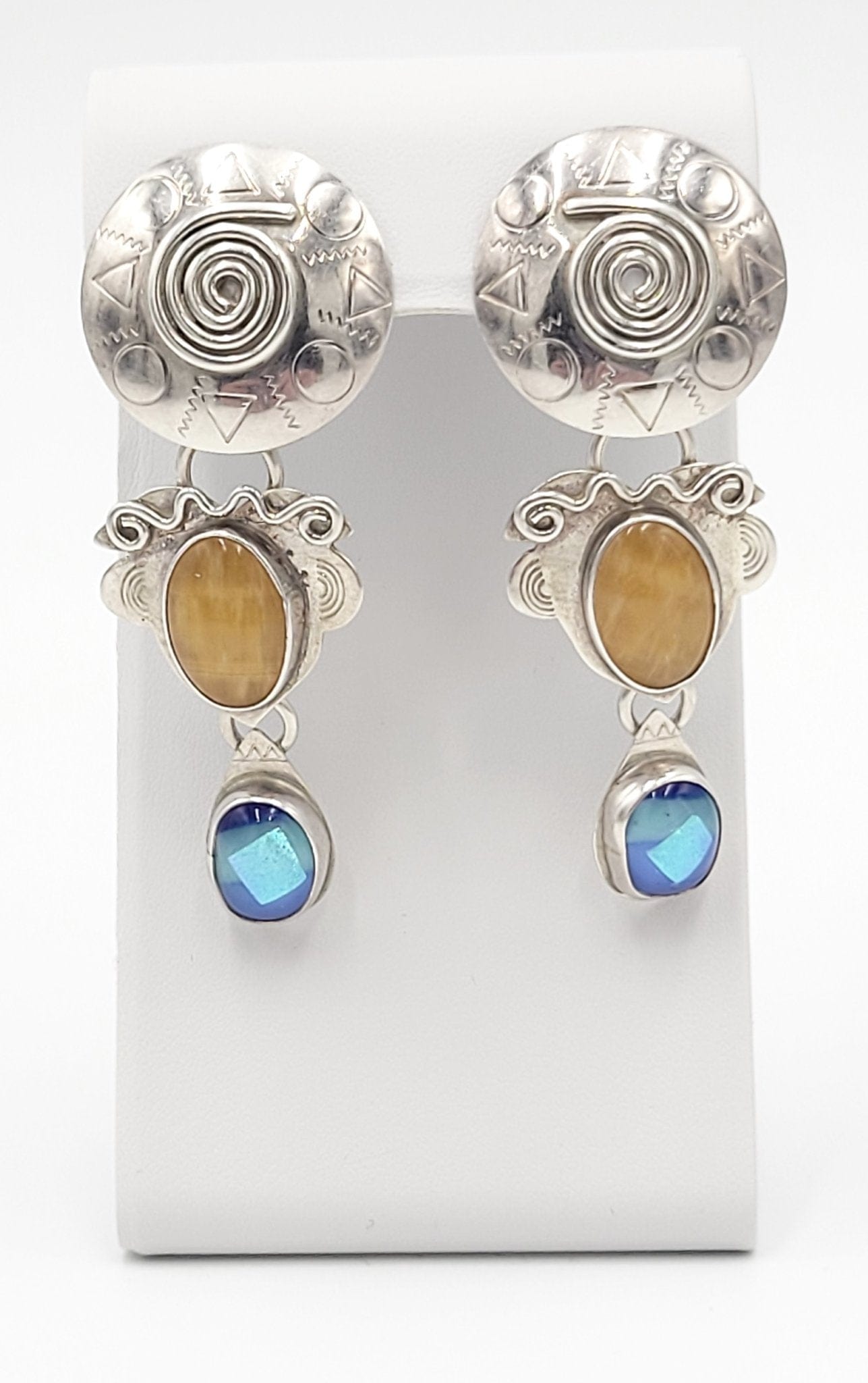 Barbara Sucherman Jewelry VTG Designer Barbara Sucherman Sterling Silver Modernist Chandelier Earrings