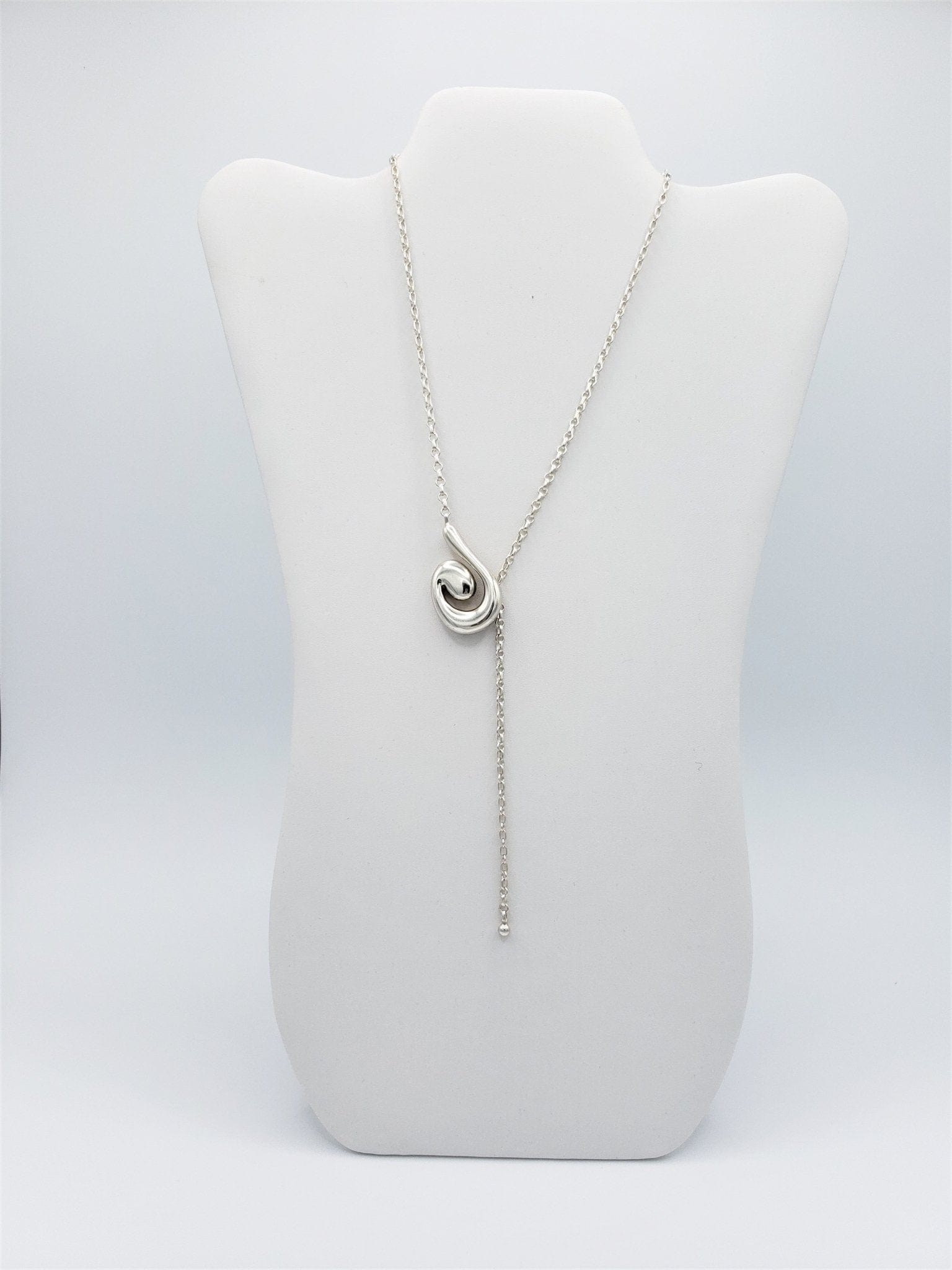 Bill Schiffer Jewelry RARE Bill Schiffer 925SS Abstract Modernist Lariat Necklace Signed Artist Proof 80's