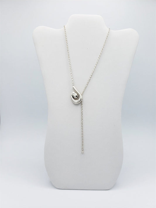 Bill Schiffer Jewelry RARE Bill Schiffer 925SS Abstract Modernist Lariat Necklace Signed Artist Proof 80's