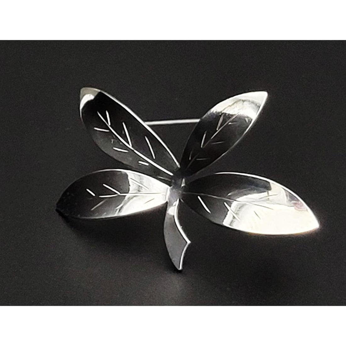 Bjerring Jewelry Rare Danish Designer Brødene Bjerring Brdr. Bj Sterling Large Leaf Brooch 1960s
