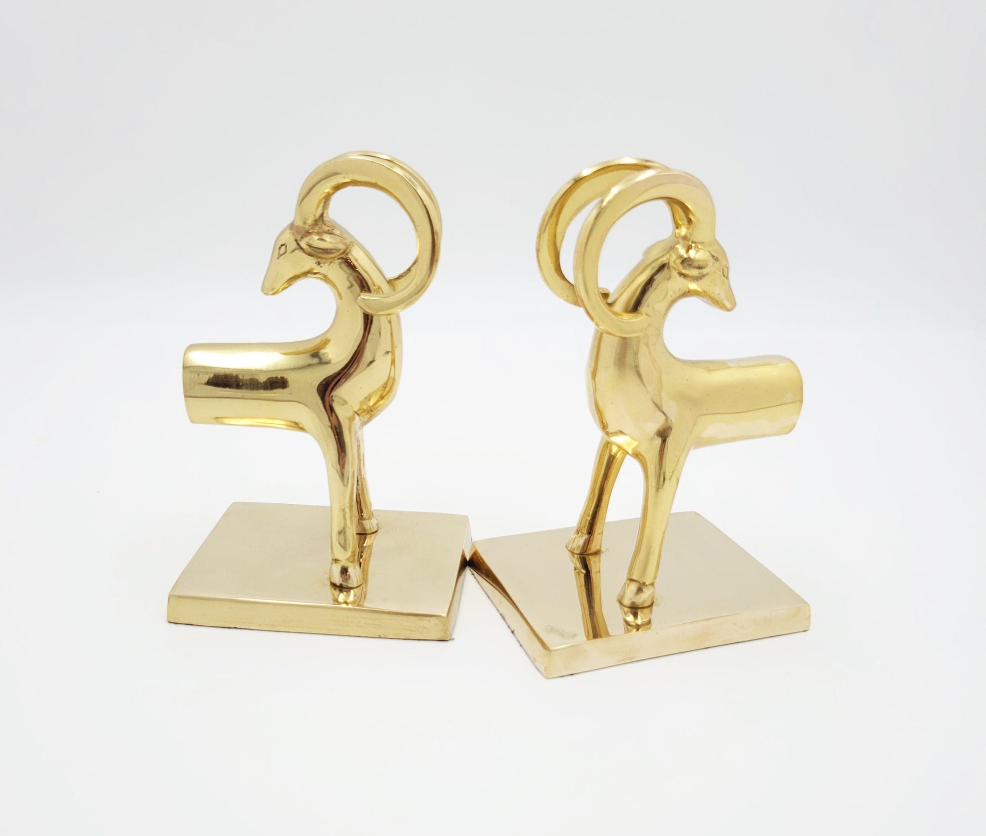 Brass Bookends Bookends Vintage Art Deco Brass Aries Ram Bighorn Sheep Antelope Bookends Set