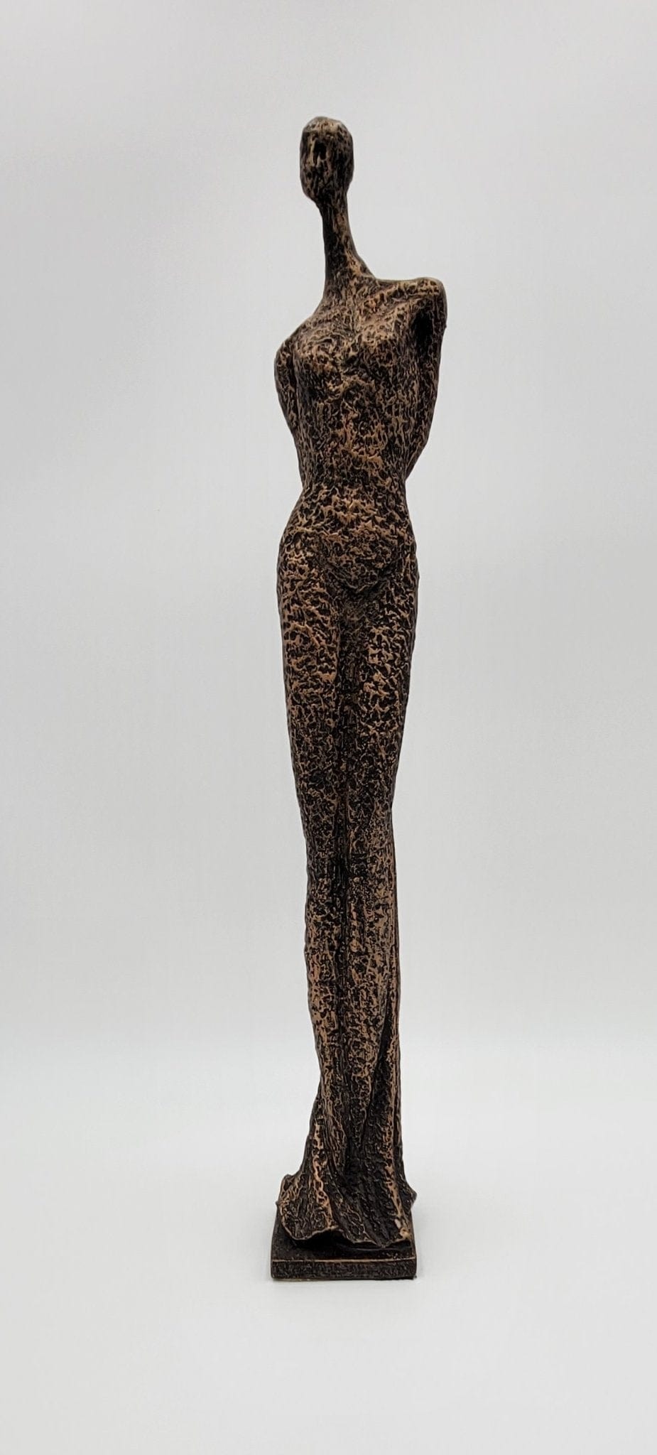 Bronze Sculpture Sculpture Superb TALL Abstract Modernist Bronze Female in a Dress Sculpture - Signed