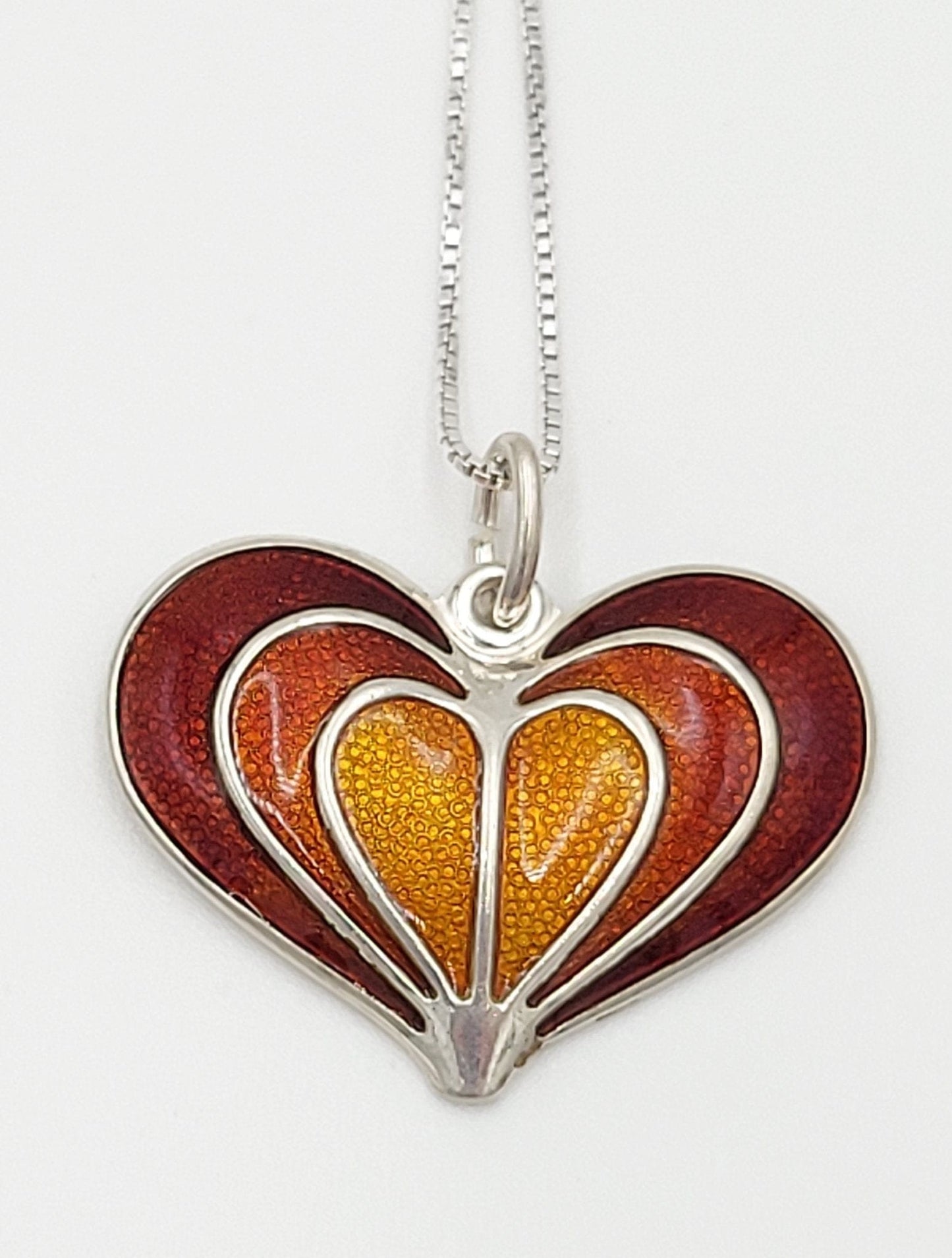David Andersen Jewelry David Andersen Norway 925SS Red Enamel Modernist Heart Pendant Necklace