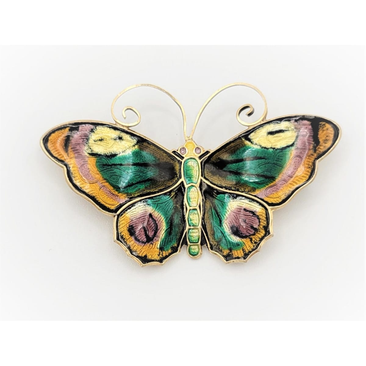 David Andersen Jewelry David Andersen Norway Sterling &amp; Enamel HUGE Butterfly Brooch Pin Circa 1940s