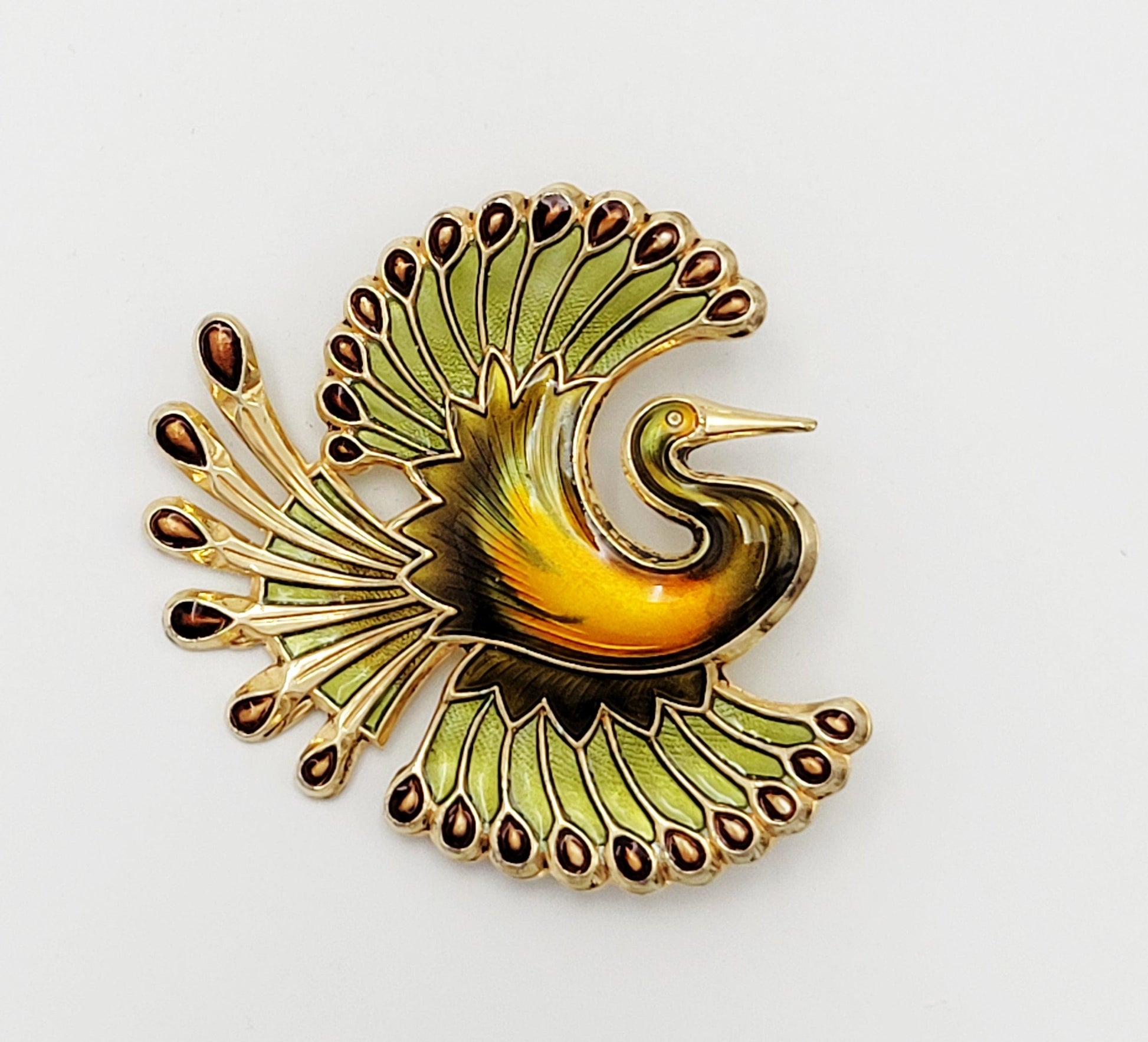 David Andersen Jewelry David Andersen Sterling Enamel LARGE Art Deco Peacock Brooch 1920s RARE