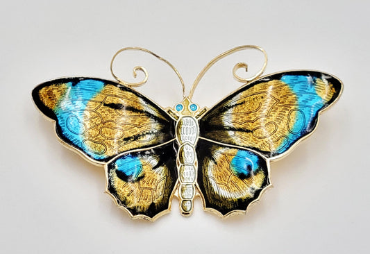David Andersen Jewelry David Andersen Sterling Guilloche Enamel LARGEST Butterfly Brooch 1940s
