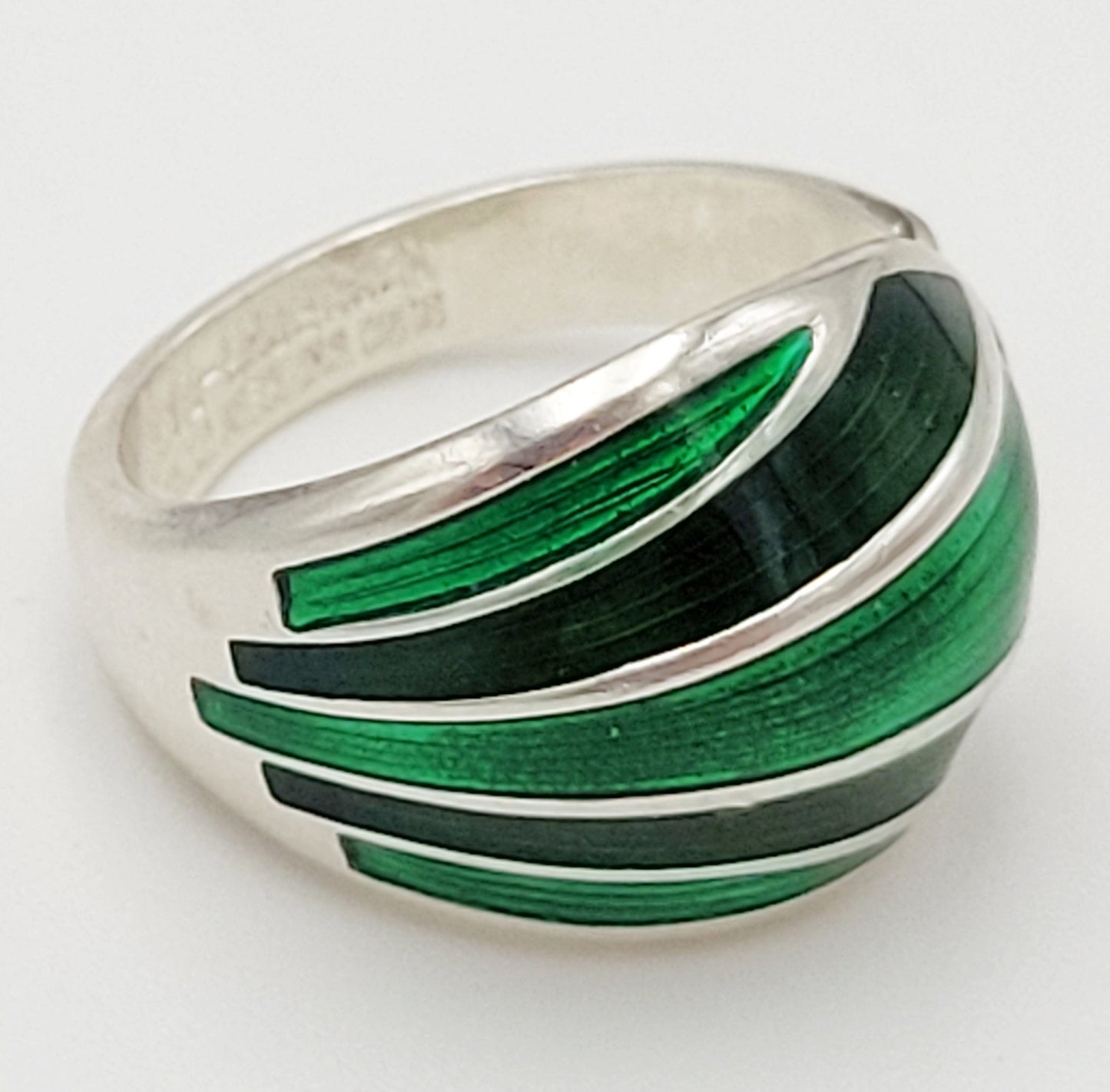 David Andersen Jewelry Norwegian David Andersen Sterling & Green Enamel Wrap Ring Circa 1940/50s