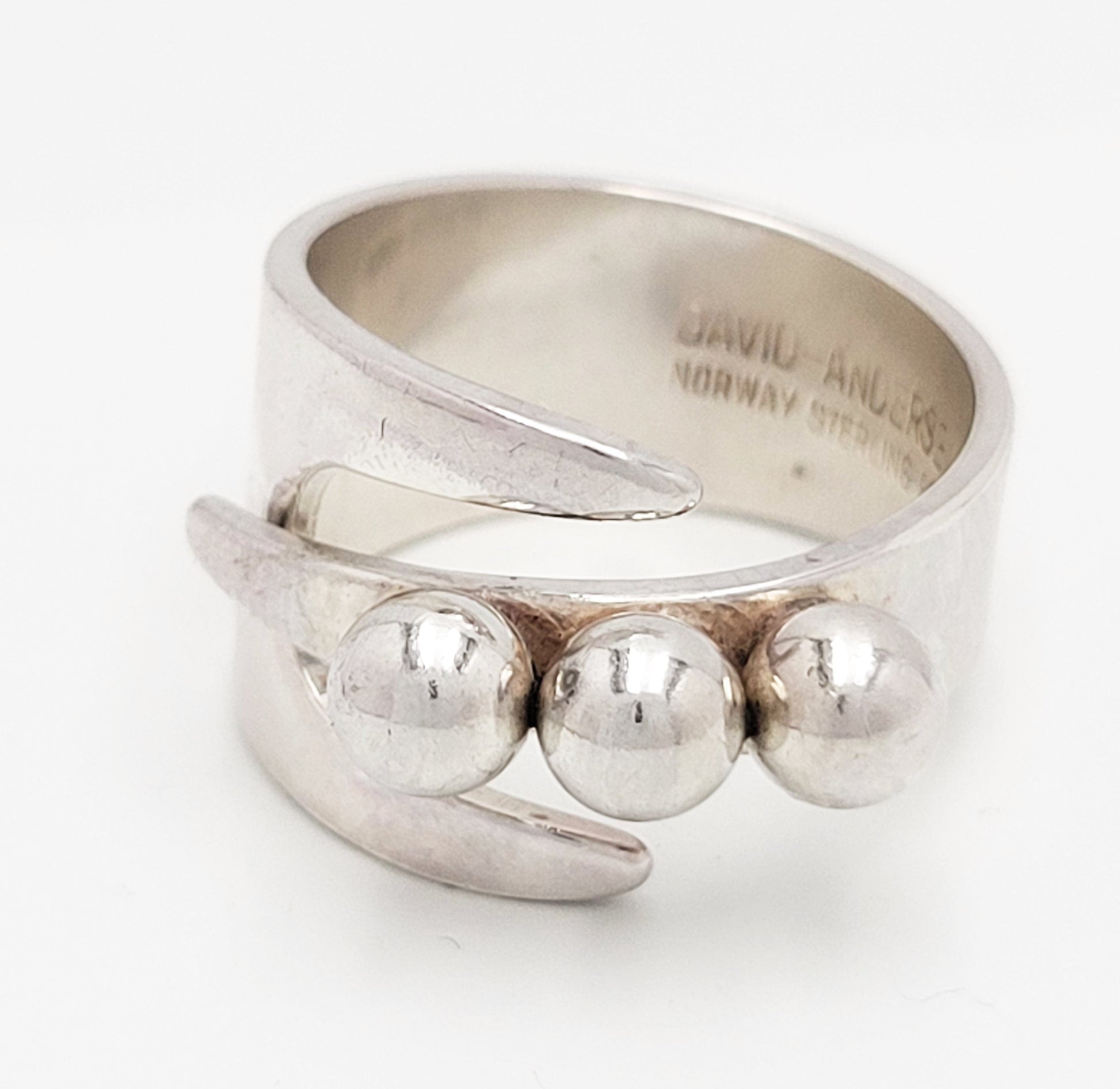 David Andersen Jewelry Norwegian Designer David Andersen Sterling Bypass Wrap Ring 1940/50s