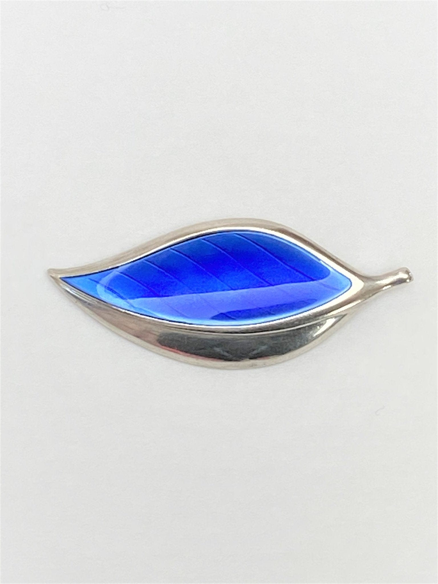 David Andersen Jewelry VTG David Andersen 925SS & Royal Blue Enamel Leaf Converter Brooch Rare