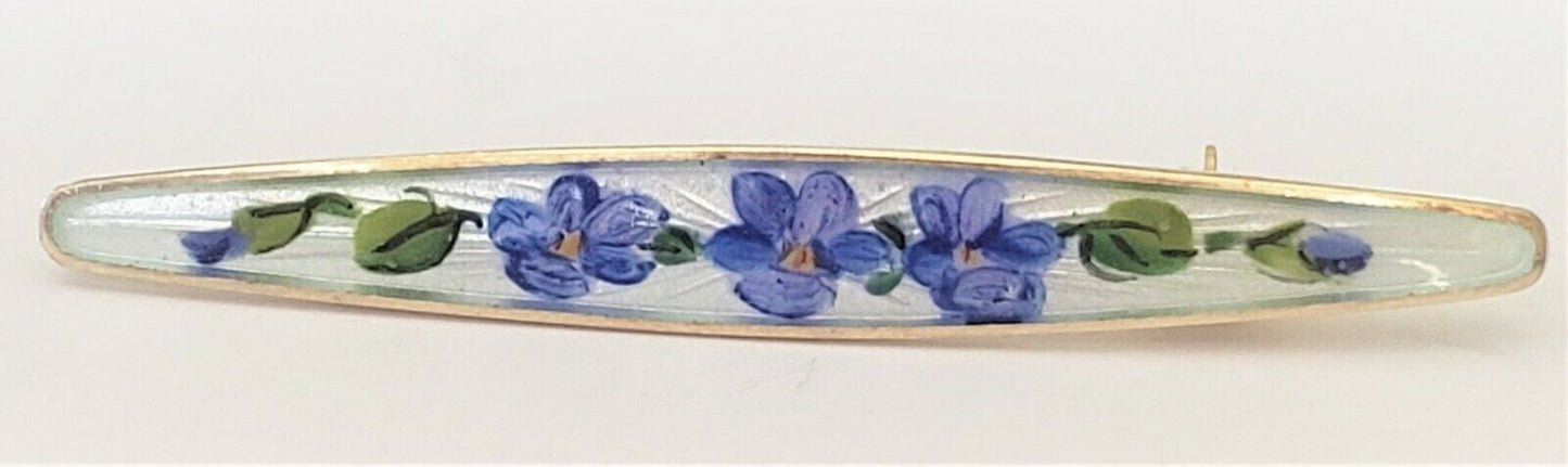 David Andersen Jewelry VTG Norwegian Designer David Andersen Sterling & Enamel Blue Bells Flower Pin