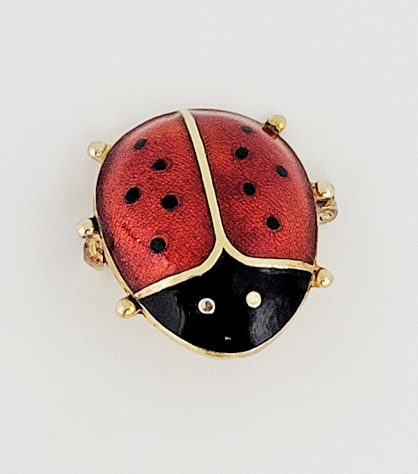 David Andersen Jewelry WW for David Andersen Norway Sterling Enamel Ladybug Brooch Circa 1950s