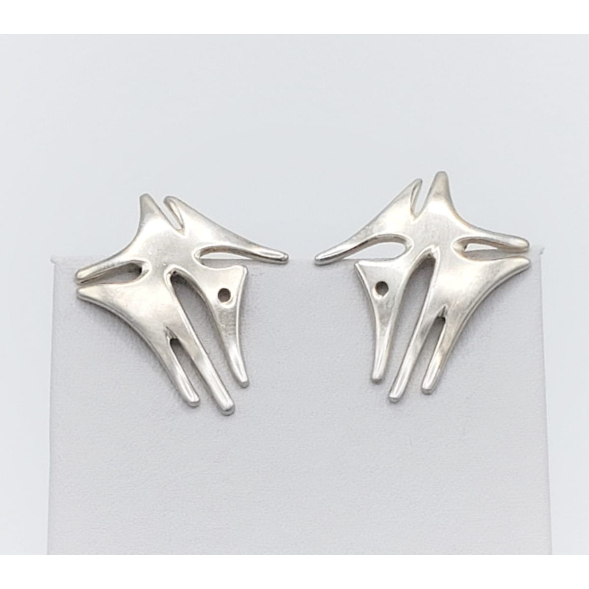 Denmark Jewelry Danish Designer B&amp;L Sterling Silver Abstract Modernist Earrings Circa 50s-60s