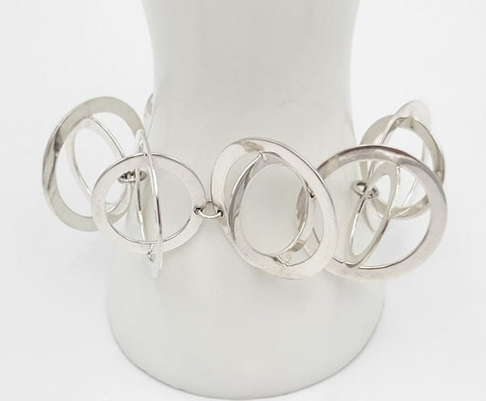 DeTapia Jewelry Superb Vintage Designer Carmen Tapia Taxco Sterling Modernist 3-D Circles Bracelet