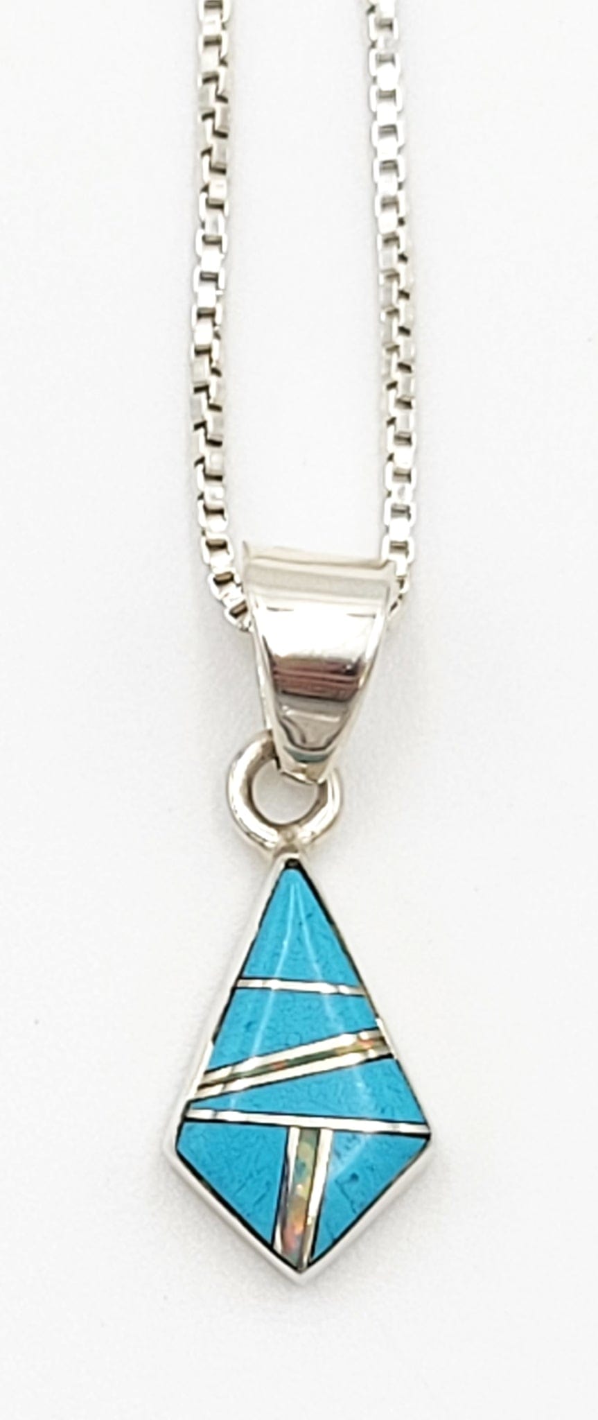 DM Begay Jewelry Navajo Artist DM Begay Sterling Turquoise Fire Opal Modernist Necklace Circa 1990s