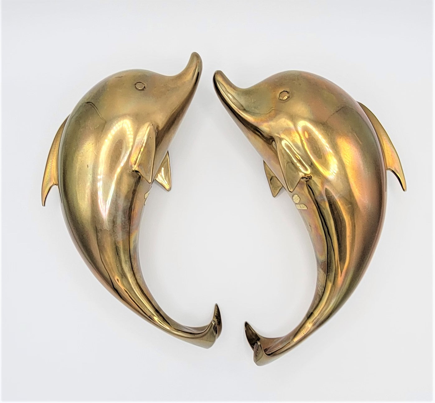 Dolbi Cashier Bookends Superb Dolbi Cashier Solid Brass Dolphin Porpoise Sculptural Bookends Circa 1986