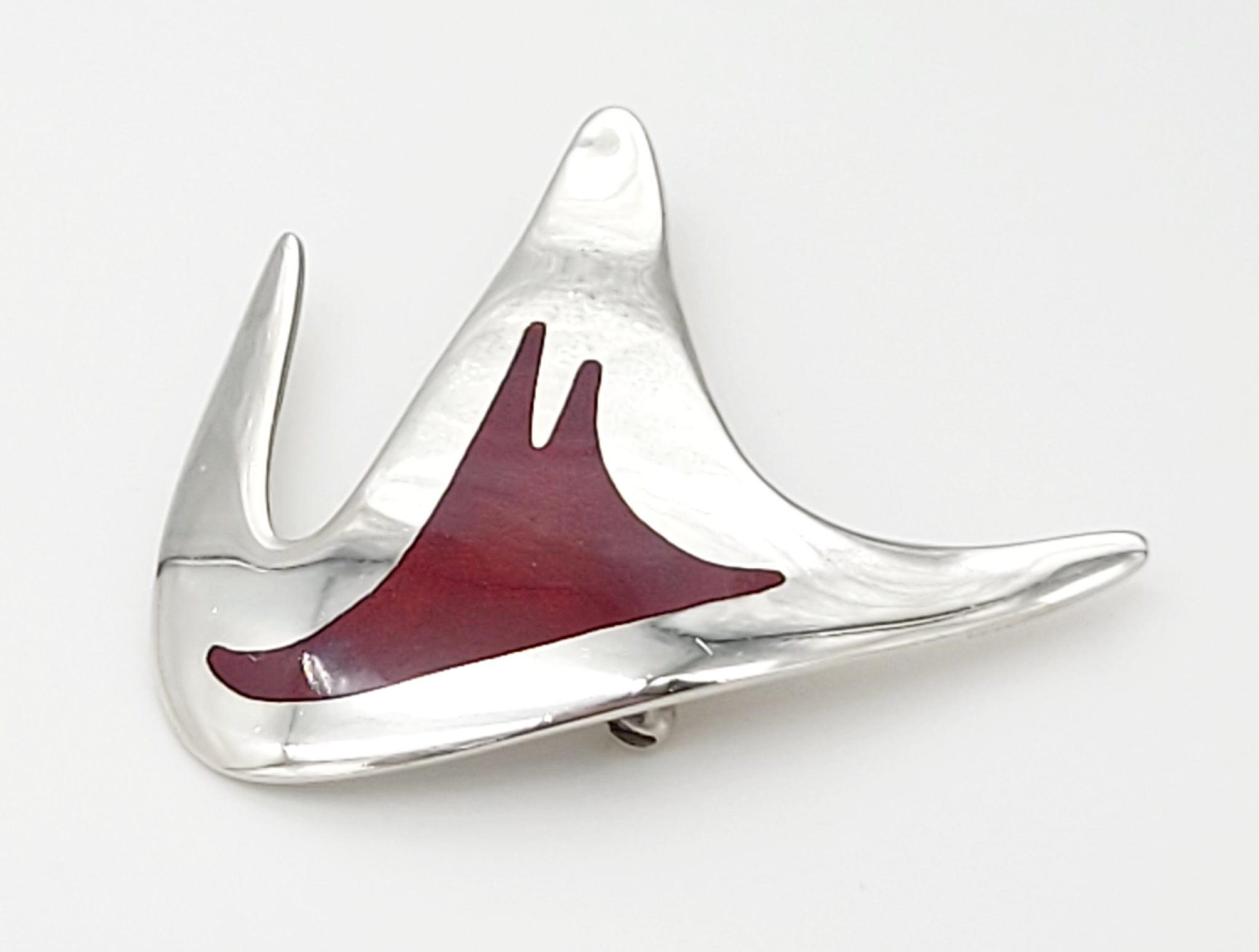 RARE Danish Designer Dragsted Sterling Enamel MCM Amoeba Biomorphic Pin 50s